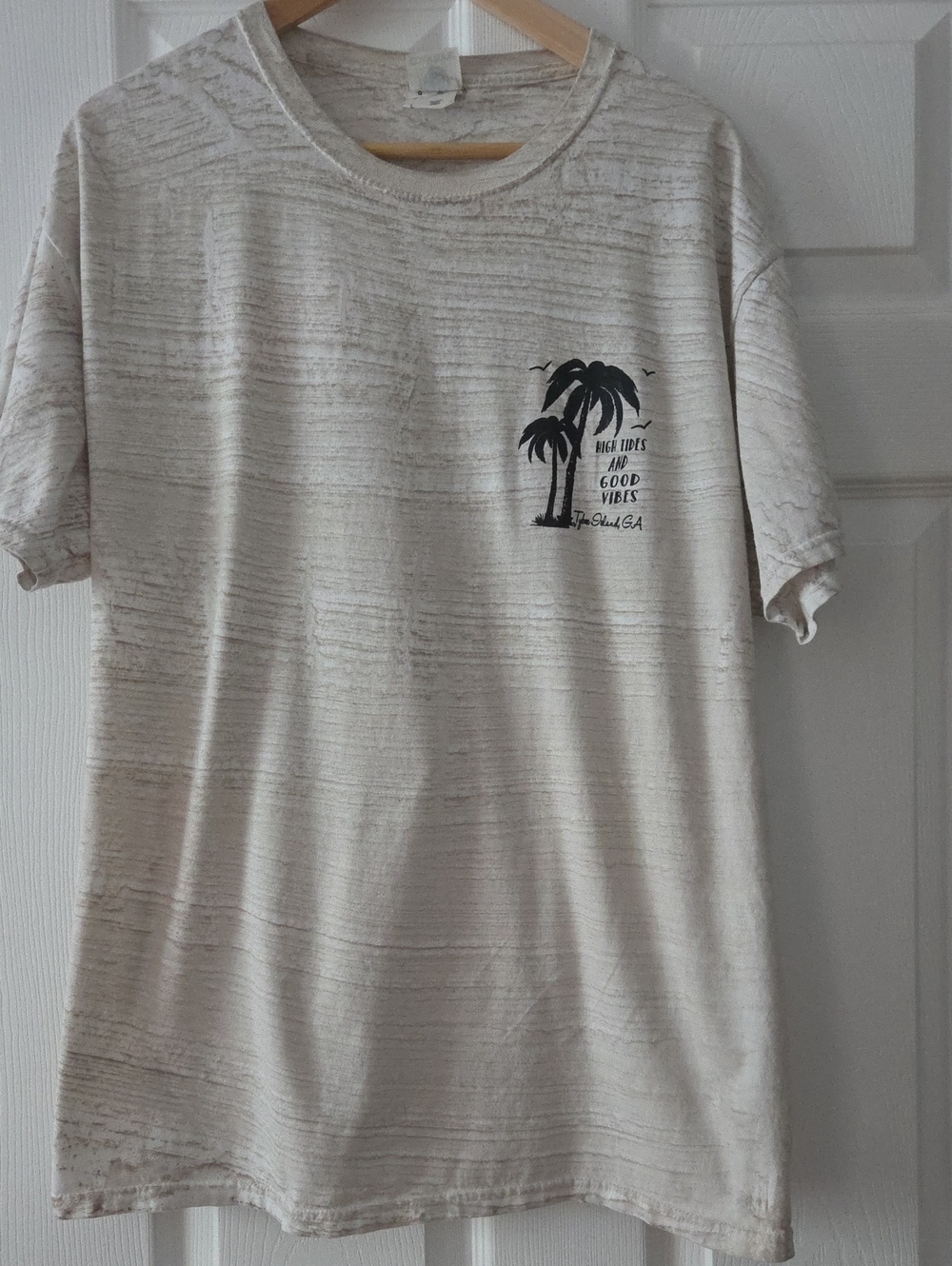 Men's Cream Short-Sleeve Tee with Palm Tree Graphic